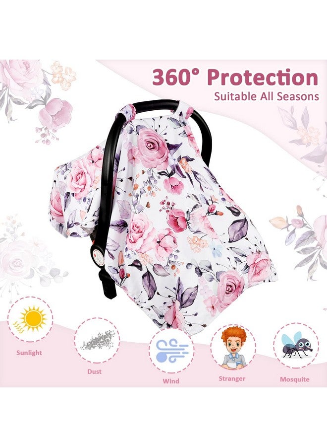Pea Pod Baby Car Seat Cover, Breathable Infant Carseat Cover for Summer Peekaboo Opening Car Seat Canopy Cover, Nursing Cover for Baby Boys Girls (Pink Floral) - Image 5