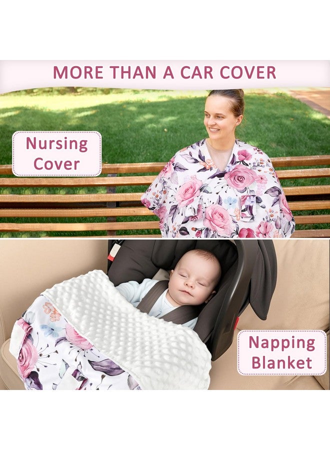 Pea Pod Baby Car Seat Cover, Breathable Infant Carseat Cover for Summer Peekaboo Opening Car Seat Canopy Cover, Nursing Cover for Baby Boys Girls (Pink Floral) - Image 3