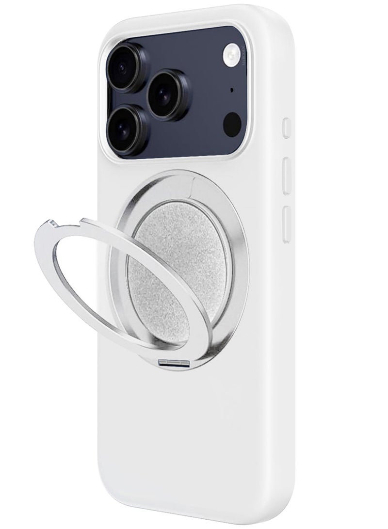 غطاء سيليكون ناعم مغناطيسي MagSafe لجهاز آبل آيفون 17 برو ماكس - حامل دوار مغناطيسي 360° - قبضة مريحة من السيليكون السائل - حماية كاملة للكاميرا، غطاء هاتف غير قابل للانزلاق - أبيض - Image 3
