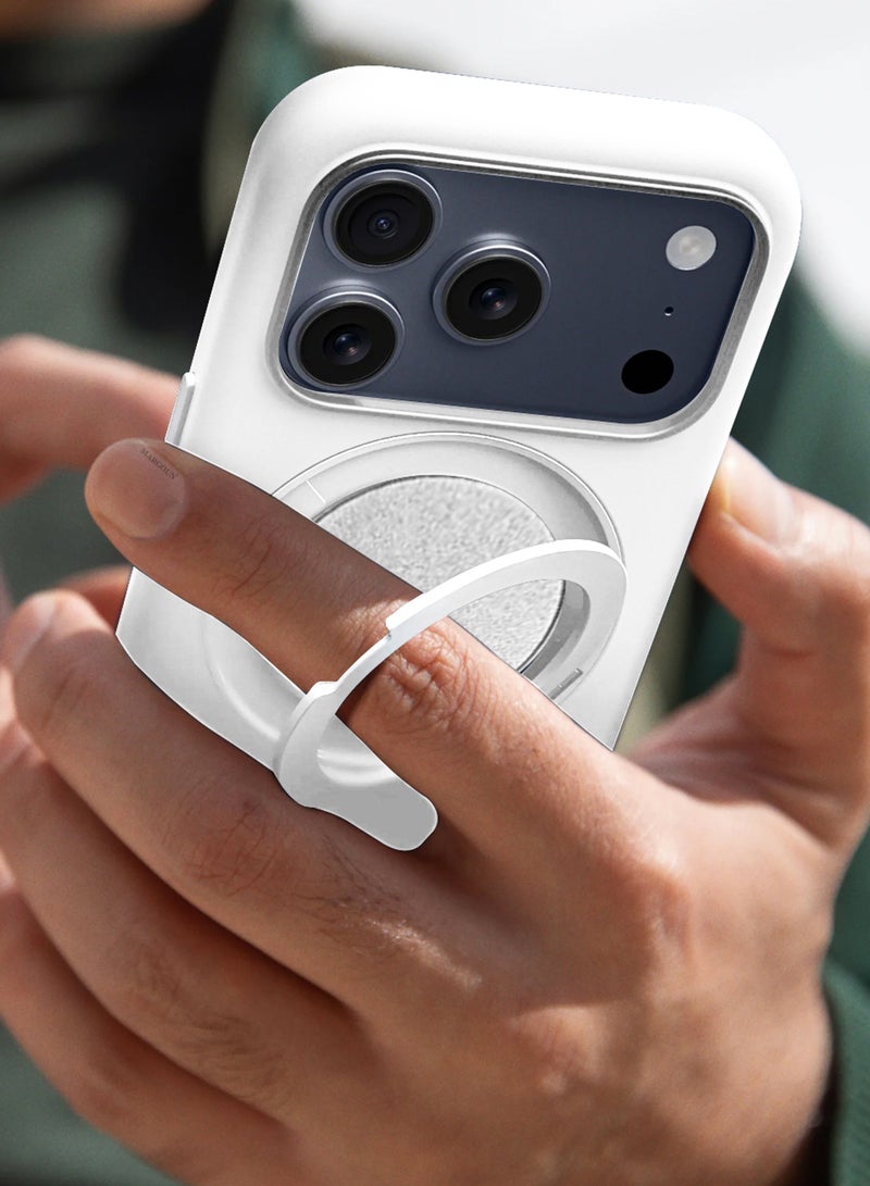 غطاء سيليكون ناعم مغناطيسي MagSafe لجهاز آبل آيفون 17 برو ماكس - حامل دوار مغناطيسي 360° - قبضة مريحة من السيليكون السائل - حماية كاملة للكاميرا، غطاء هاتف غير قابل للانزلاق - أبيض - Image 4