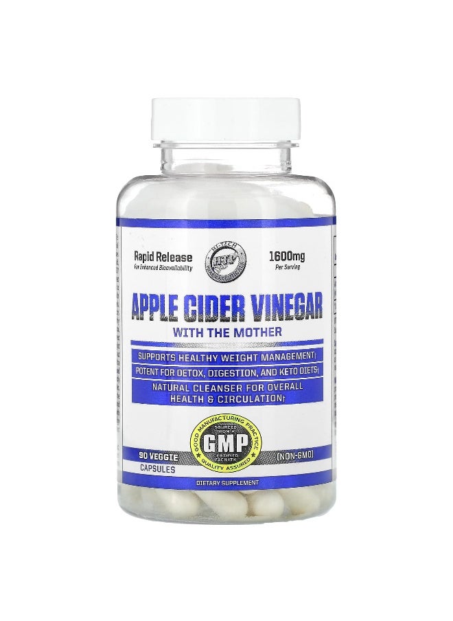 hi tech pharmaceuticals Hi Tech Pharmaceuticals, Apple Cider Vinegar With The Mother, Rapid Release, 800 mg, 90 Veggie Capsules  - Image 1