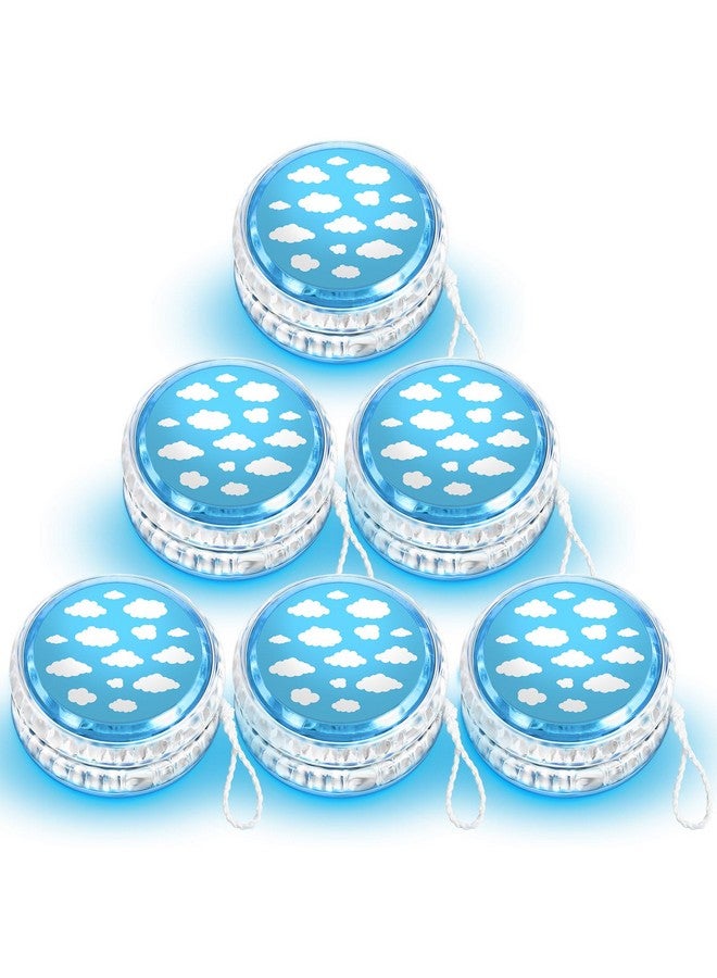 ووانجر 24 قطعة من كرات يويو المضيئة المستجيبة من البلاستيك المبتكر مع إضاءة قوس قزح للفتيات والمراهقات والبالغين والمبتدئين وأعياد الميلاد والجوائز المدرسية وحفلات الكريسماس (أزرق، سحابة زرقاء) - Image 1