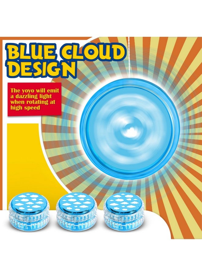 ووانجر 24 قطعة من كرات يويو المضيئة المستجيبة من البلاستيك المبتكر مع إضاءة قوس قزح للفتيات والمراهقات والبالغين والمبتدئين وأعياد الميلاد والجوائز المدرسية وحفلات الكريسماس (أزرق، سحابة زرقاء) - Image 3