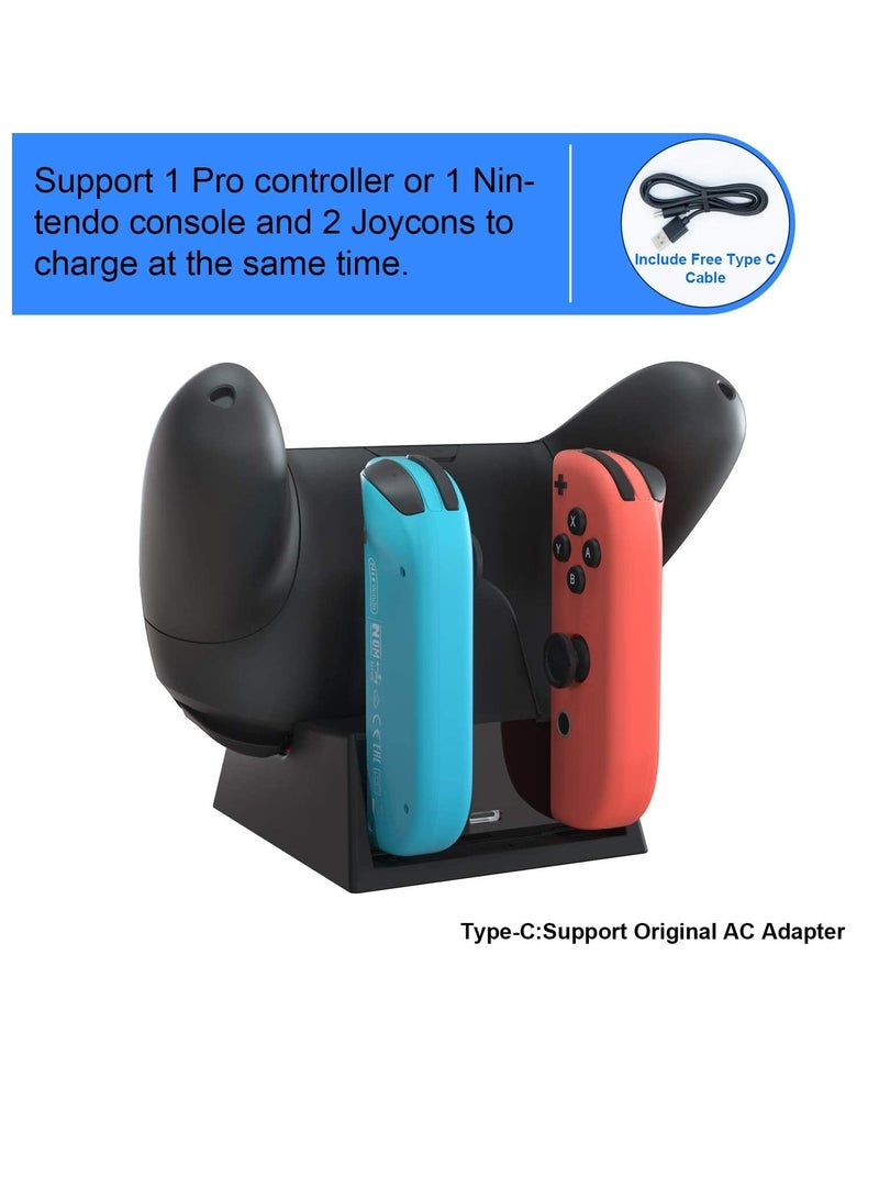 SYOSI Charging Dock Compatible With Nintendo Switch Oled Model Charger Station for Pro Controller Pro Handle Charger for Nintendo Switch Charger for Switch Joy con Charger - Image 4