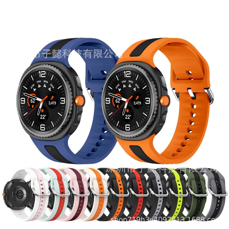 سوار ساعة ذكية باللون أسود قابل للتعديل رياضي من السيليكون متوافق مع Samsung Galaxy Watch 8 Classic بملاءمة قابلة للتعديل وحزام ناعم للاستبدال اليومي - Image 2