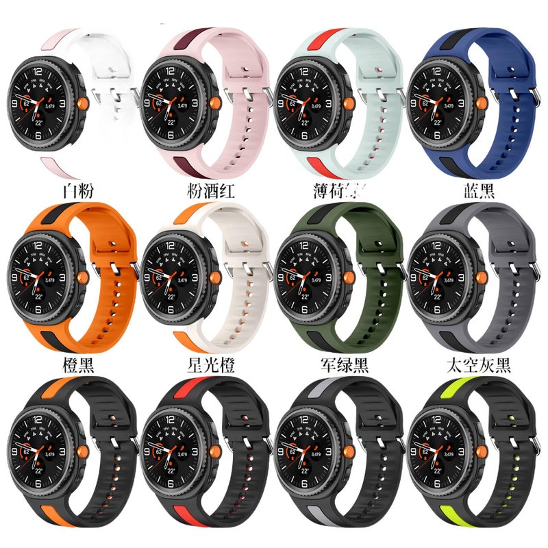 سوار ساعة ذكية باللون أسود قابل للتعديل رياضي من السيليكون متوافق مع Samsung Galaxy Watch 8 Classic بملاءمة قابلة للتعديل وحزام ناعم للاستبدال اليومي - Image 3