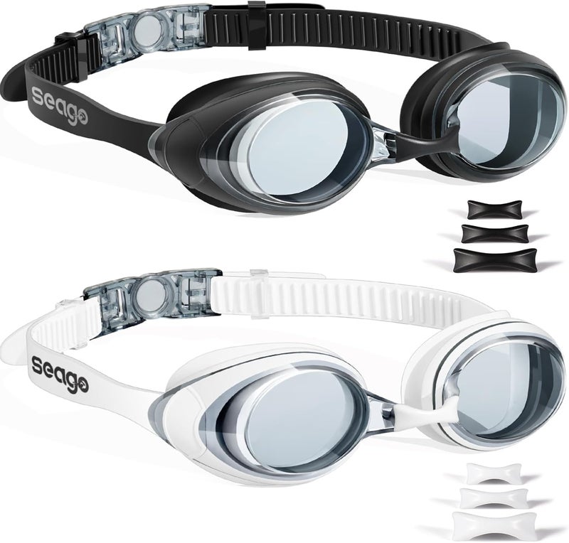 Seago 2 Pack Swimming Goggles Anti-fog Anti-UV Silicone Swim Goggles Adult Women Men - Image 1