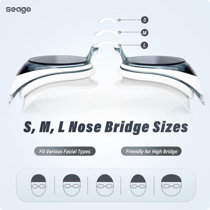 Seago 2 Pack Swimming Goggles Anti-fog Anti-UV Silicone Swim Goggles Adult Women Men - Image 4