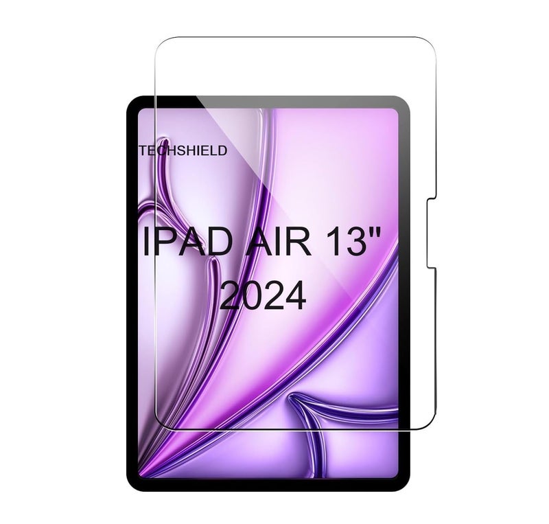 TECHSHIELD Screen Protector for iPad Air 13 inch M2 2024 6th Generation, Full Coverage Tempered Glass, [Face ID & Apple Pencil Compatible], with Easy Installation Frame, HD Clear, Anti Scratch - Image 1
