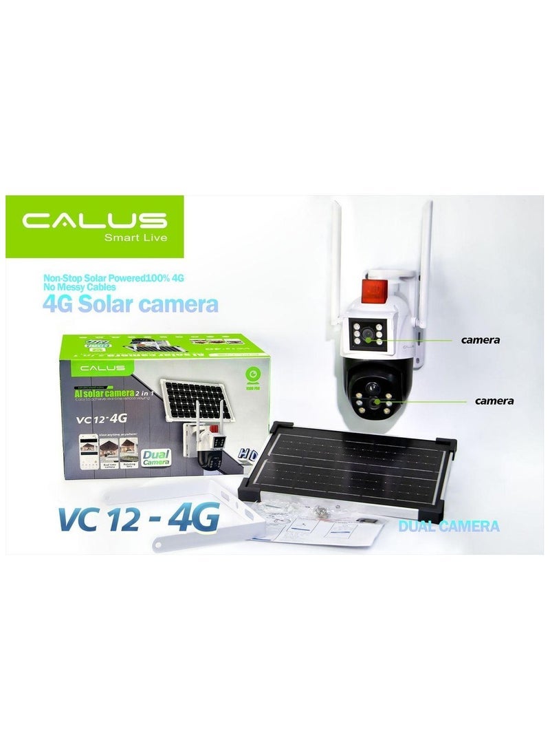 CALUS AI Solar Camera 2-in-1 4G Smart Solar Security Camera – 8MP Dual Lens 360° Pan-Tilt Wireless Outdoor CCTV with Color Night Vision, Human Detection, 2-Way Audio, IP65 Waterproof, No Wiring or Monthly Fees - Image 2