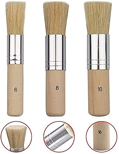 KIRA 3Pcs Wooden Stencil Brush, Natural Bristle Brushes Perfect for Acrylic Painting, Oil Painting, Watercolor Painting, Stencil Project, Card Making and DIY Art Crafts - Image 3
