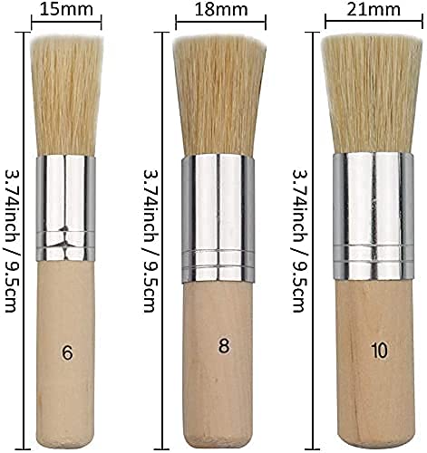 KIRA 3Pcs Wooden Stencil Brush, Natural Bristle Brushes Perfect for Acrylic Painting, Oil Painting, Watercolor Painting, Stencil Project, Card Making and DIY Art Crafts - Image 2