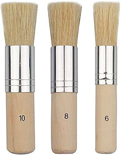 KIRA 3Pcs Wooden Stencil Brush, Natural Bristle Brushes Perfect for Acrylic Painting, Oil Painting, Watercolor Painting, Stencil Project, Card Making and DIY Art Crafts - Image 1