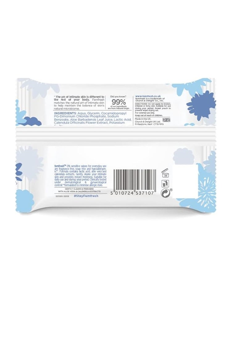 فيم فريش Femfresh 0% Sensitive Intimate Wipes, Biodegradable & Flushable, Made of 100% Plant Sourced Fibers, Fragrance & Soap Free, Unscented, Vegan, pH Balanced, Hypoallergenic Skin Care, Pack of 25 - Image 5