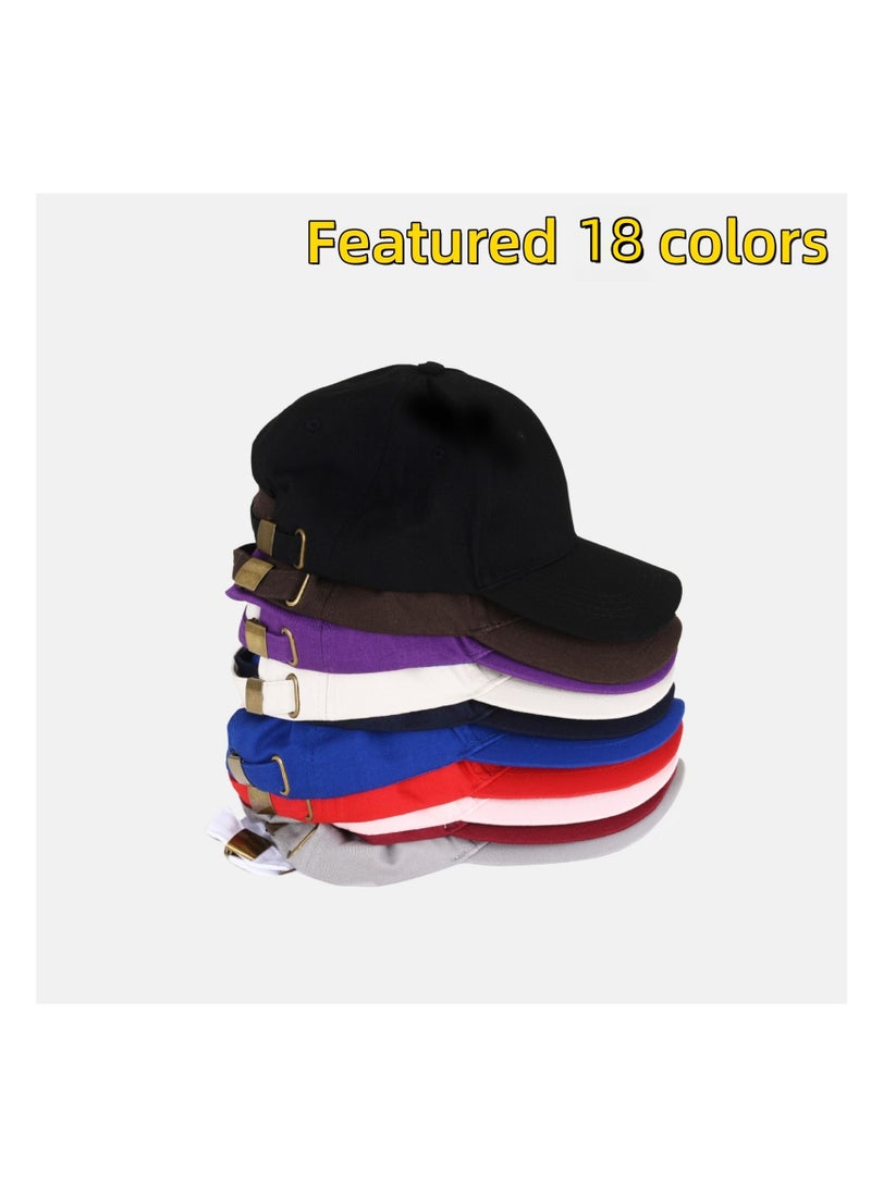 NOVOLAN NOVOLAN Baseball Cap Duckbill Cap Sun Hat Peaked Cap Sun Visor Solid Color Cotton Men & Women Cap Shade Baseball Outdoor, Adjustable Copper Buckle Head Size Flattering 54-62cm 18 Color (Burgundy)  - Image 2