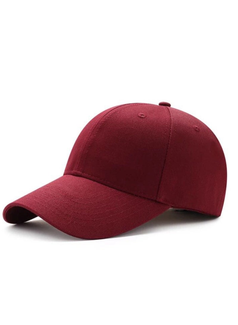 NOVOLAN NOVOLAN Baseball Cap Duckbill Cap Sun Hat Peaked Cap Sun Visor Solid Color Cotton Men & Women Cap Shade Baseball Outdoor, Adjustable Copper Buckle Head Size Flattering 54-62cm 18 Color (Burgundy)  - Image 1