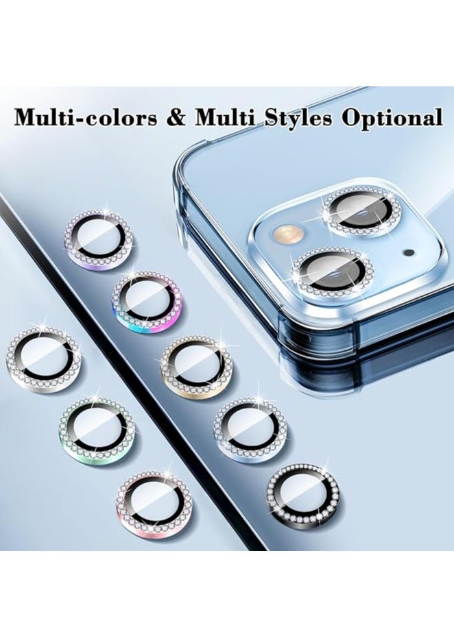 ELTRAZONE "Blue Diamond Camera Lens Protector for iPhone 16/16 Plus – Bling Tempered Glass Cover with Automatic Alignment Metal Rings and Glitter Film Stickers" - Image 2