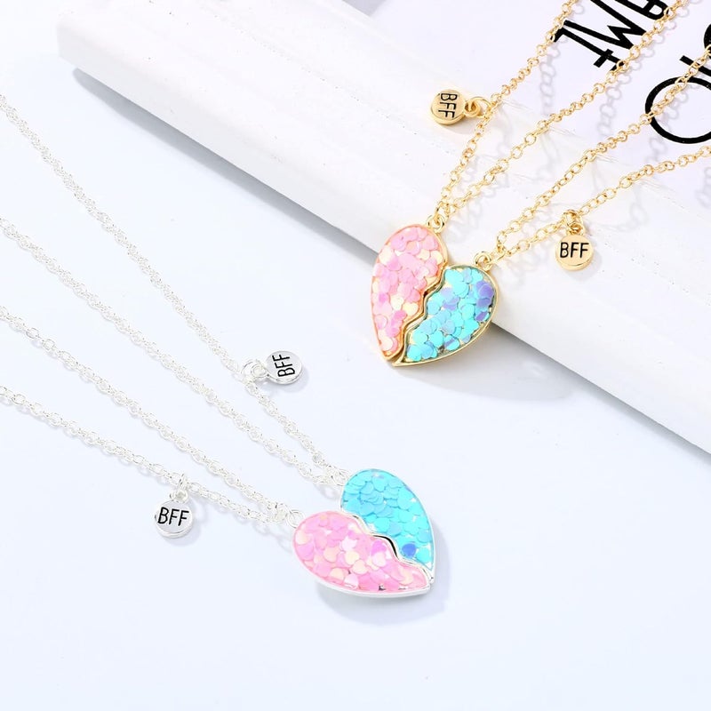 DOYYCA Best Friend Necklace for 2 Girls Magnetic Matching Friendship Necklace Half Heart Pendant BFF Necklaces for Sister - Image 2