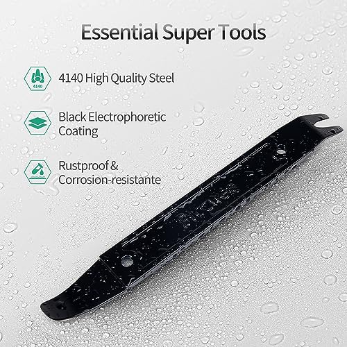 Prozwee 4140 Steel Durable Pay Bar,Multi-Function Trim Removal Tool for Compact Panel,Auto Trim Interior,Sheet Metal,Fasteners,Also for Bumper Retainer Clips-1PCS Black - Image 3