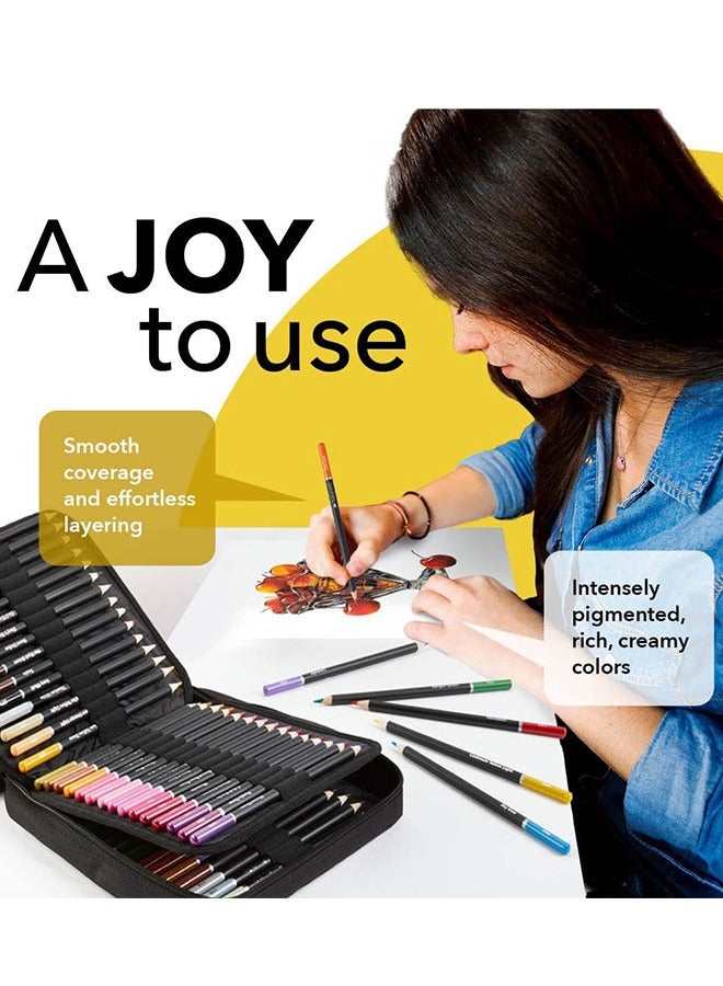 Art Supplies 72 Colors Colored Pencils Set for Adults Coloring Books with Sketchbook, Professional Vibrant Artists Coloring Pencils for Drawing Sketching Blending Shading, Soft Core Oil Based - Image 1