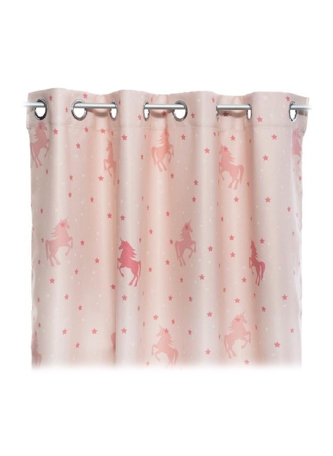 atmosphera - 8-Eyelet Glow-in-Dark Unicorn Black Out Curtain Light Pink 140 x 250 cm 127372E - Image 1