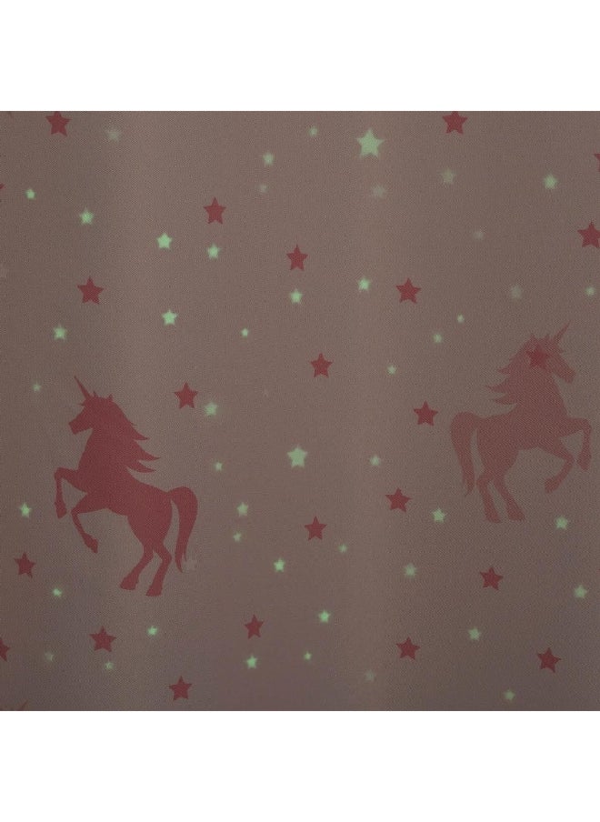 atmosphera - 8-Eyelet Glow-in-Dark Unicorn Black Out Curtain Light Pink 140 x 250 cm 127372E - Image 1