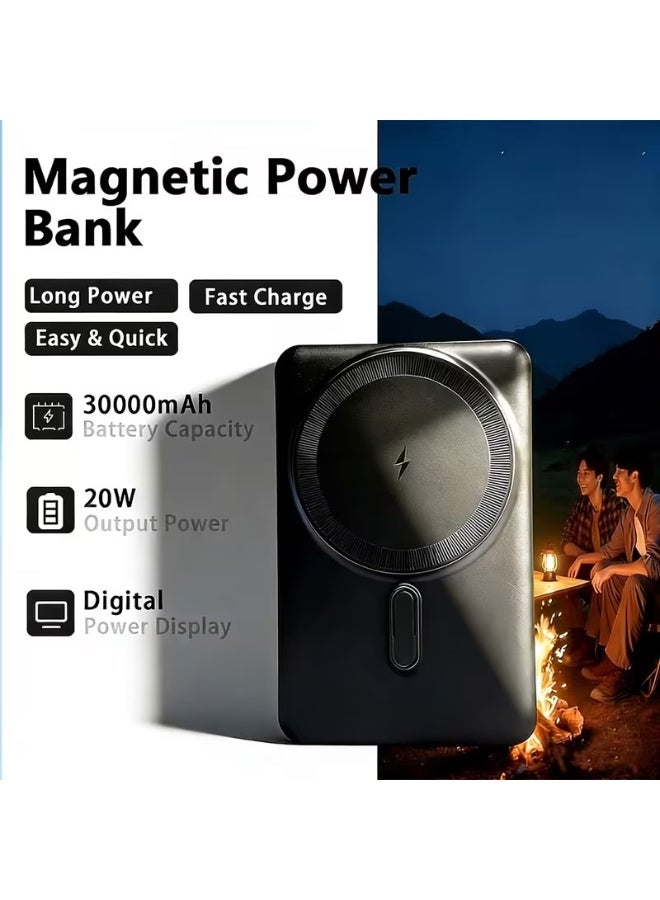Genrics 30000mAh Desktop Magnetic Power Bank Featuring an Integrated Cable, Rapid Wireless Charging, - Image 1
