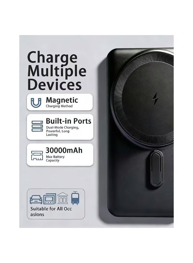 Genrics 30000mAh Desktop Magnetic Power Bank Featuring an Integrated Cable, Rapid Wireless Charging, - Image 4