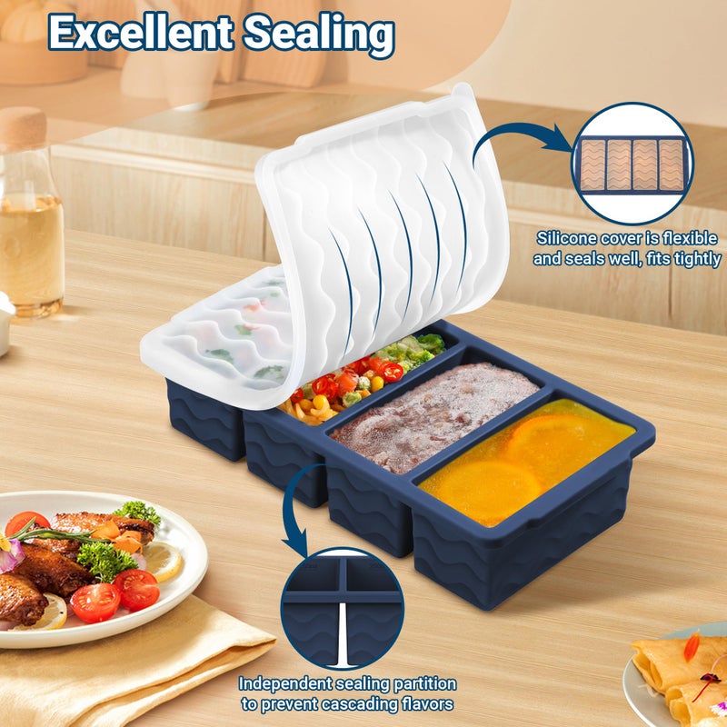 Doasuwish Silicone Freezer Tray for Soup Sauce Cube 2Pcs (Dark Blue) - Image 5