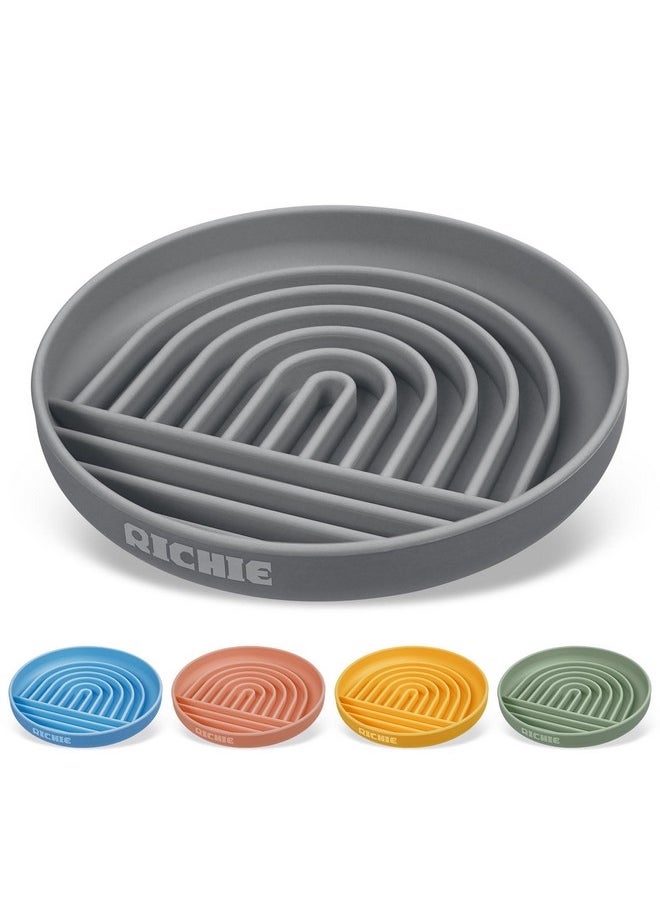 Richie RICHIE Slow Feeder Dog Bowls with Suction Cups, Silicone Puzzle Bowl for Slow Eating, Pets Slow Feeder Non-Slip Design Dishwasher Microwave Safe for Small Medium Dogs, Grey  - Image 1