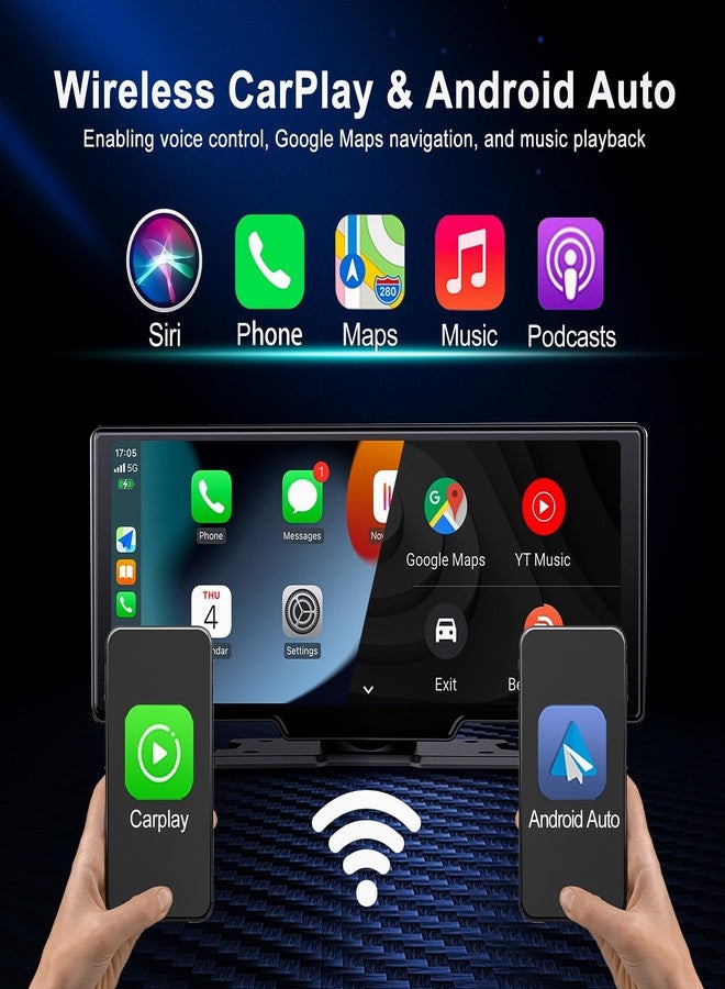 Luzeterna 9.3 inch Wireless Apple CarPlay Screen for Car.4K Dash Cam with Android Auto & Backup Camera.Portable Touch Screen Car Stereo with car Play. CarPlay Box with GPS Navigation & Bluetooth - Image 3