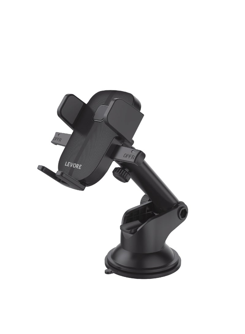 ليفور حامل هاتف عالمي للزجاج الأمامي ولوحة القيادة ، حامل دوار 360 درجة ، أسود - Image 2