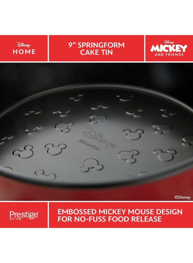 Prestige New Disney Bake with Mickey Mouse 23cm Springform Cake Tins for Baking - Non Stick Round 9 Inch Cake Tin, Carbon Steel Bakeware, Red & Black - Image 3