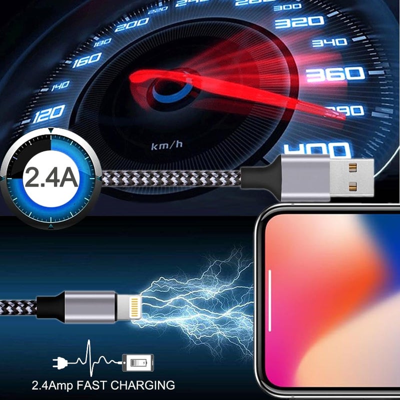 TAKAGI for iPhone Charger, [MFi Certified] Lightning Cable 3PACK 3FT Nylon Braided USB Charging Cable High Speed Transfer Cord Compatible with iPhone 14/13/12/11 Pro Max/XS MAX/XR/XS/X/8/iPad(Blue) - Image 5