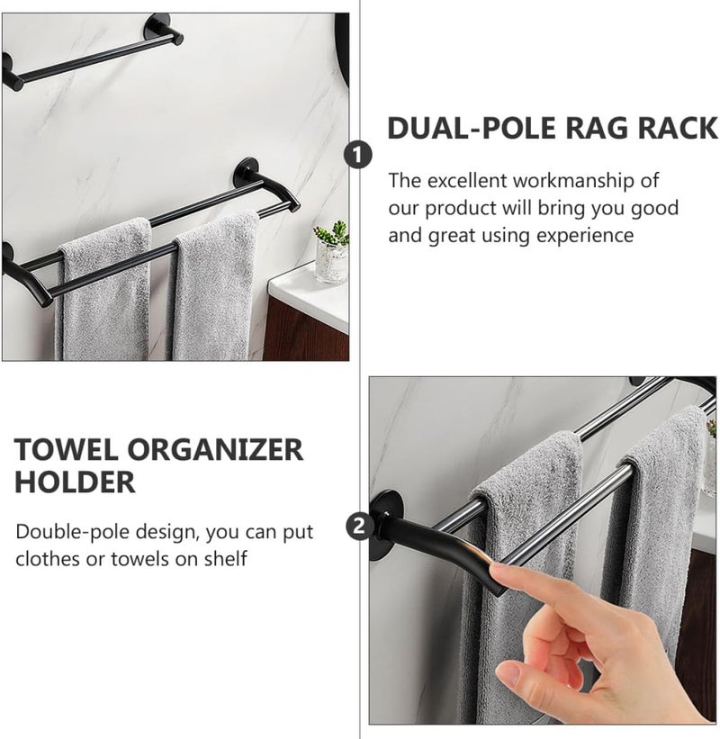 Yardwe Aluminum Alloy Dual-Pole Nail-Free Towel Rack 40cm, Bathroom and Kitchen Cabinet Rack, Household Punch-Free Storage Holder for Towels and Rags - Image 3