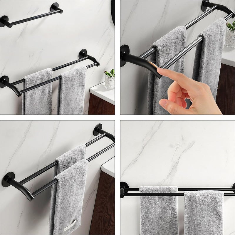 Yardwe Aluminum Alloy Dual-Pole Nail-Free Towel Rack 40cm, Bathroom and Kitchen Cabinet Rack, Household Punch-Free Storage Holder for Towels and Rags - Image 4