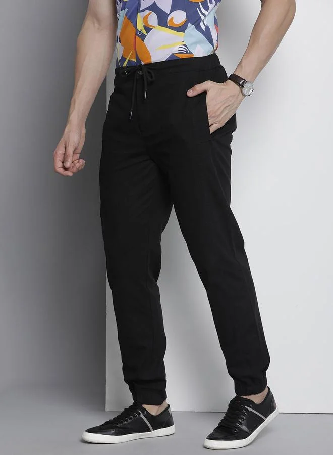 The Indian Garage Co Men Black Regular Fit Solid Joggers