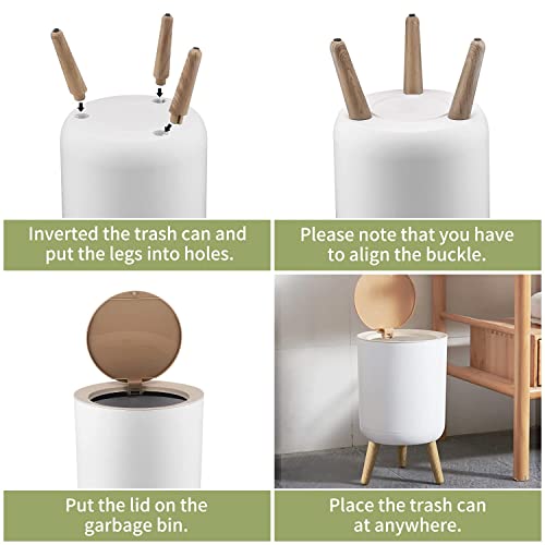 FURN ASPIRE Plastic Nordic Style Trash Can, Push Top Trash Can With Lid, Modern Dustbin For Home Or Office, Press-Top - Image 4