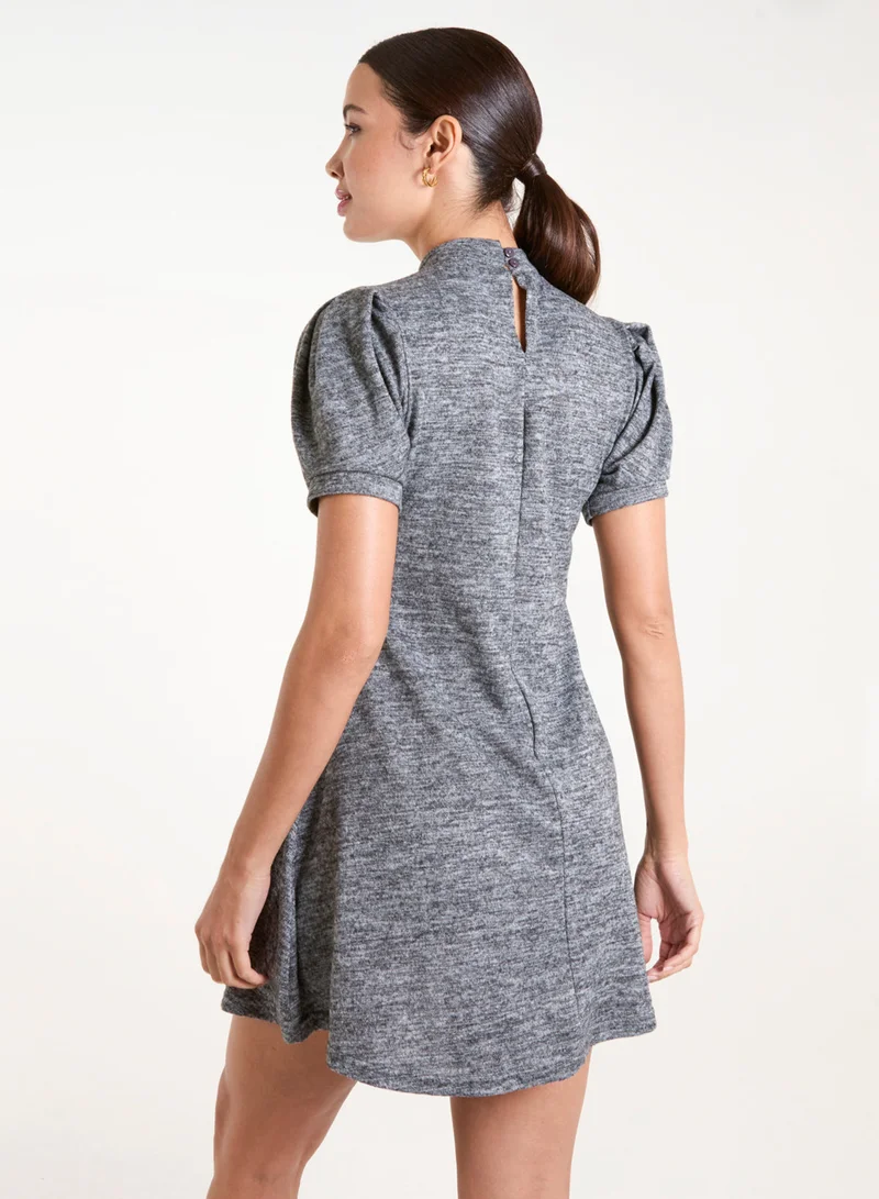 Blue Vanilla Puff Sleeve Smock Dress