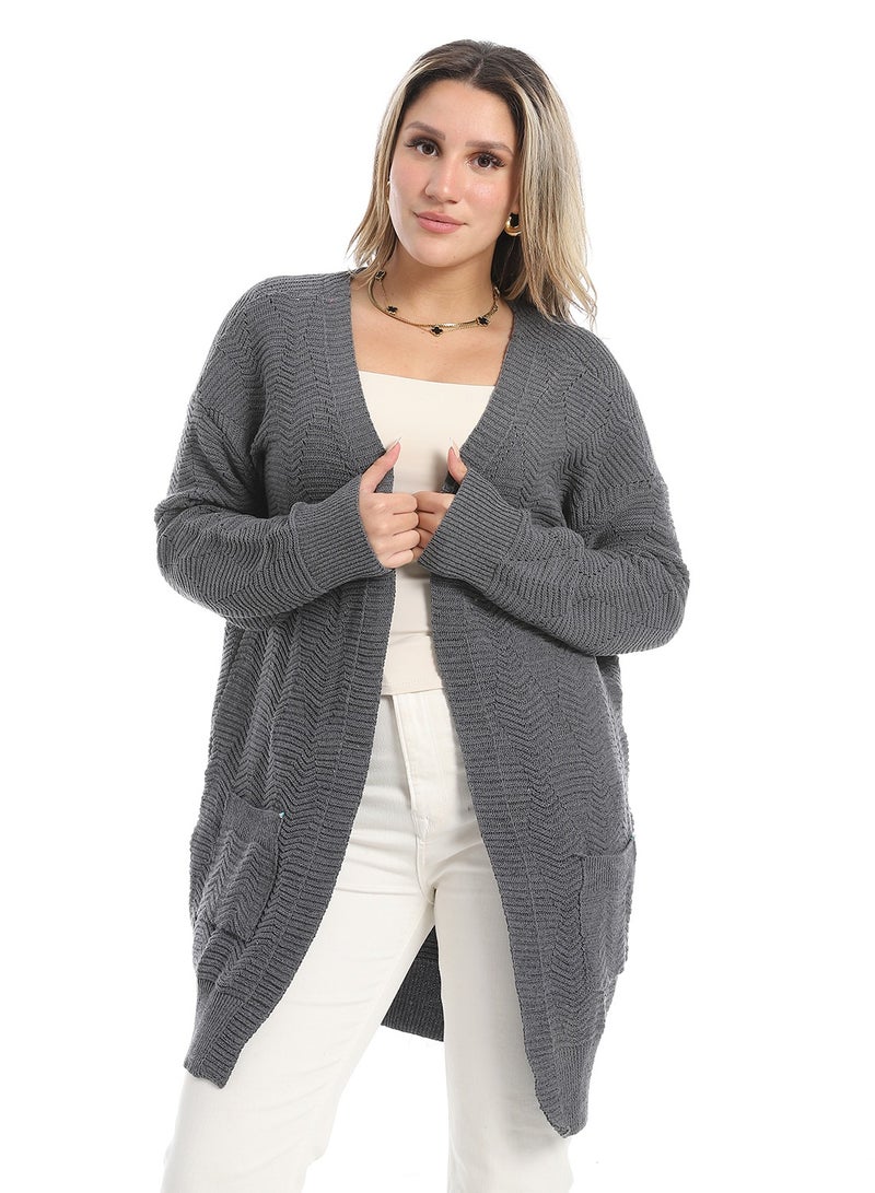 سيزار كارديجان صوف حريمي مفتوح - Image 1