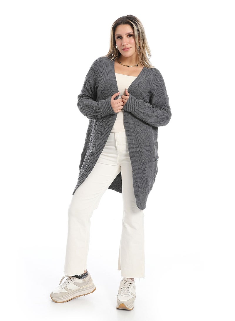 سيزار كارديجان صوف حريمي مفتوح - Image 5