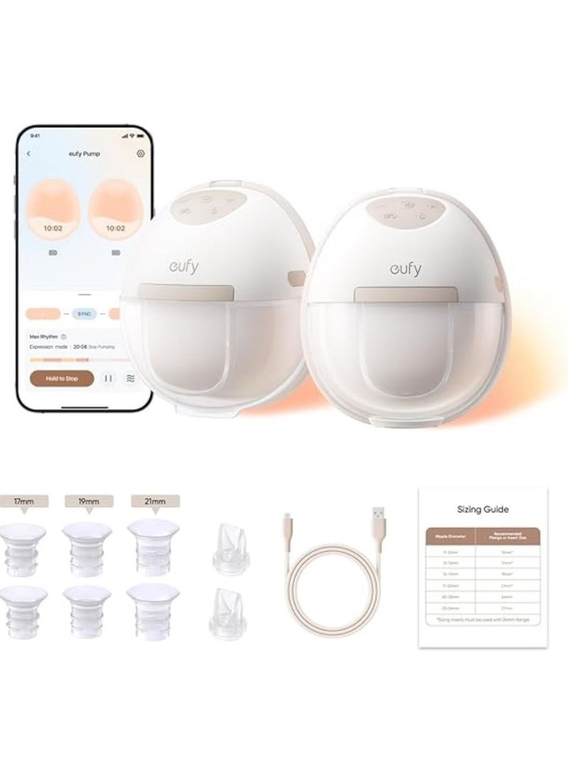eufy Heated Breast Pump Hands-Free E20, Wearable Breast Pump with Innovative HeatFlow, 3 Heat Levels, Optimized Rhythm via App, Hospital-Grade Suction, Leakproof, Ultra-Slim and Quiet for in-Bra Use - Image 1