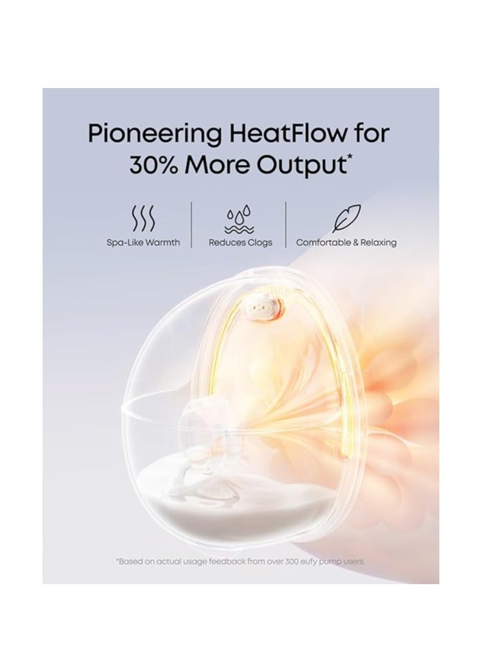 eufy Heated Breast Pump Hands-Free E20, Wearable Breast Pump with Innovative HeatFlow, 3 Heat Levels, Optimized Rhythm via App, Hospital-Grade Suction, Leakproof, Ultra-Slim and Quiet for in-Bra Use - Image 2
