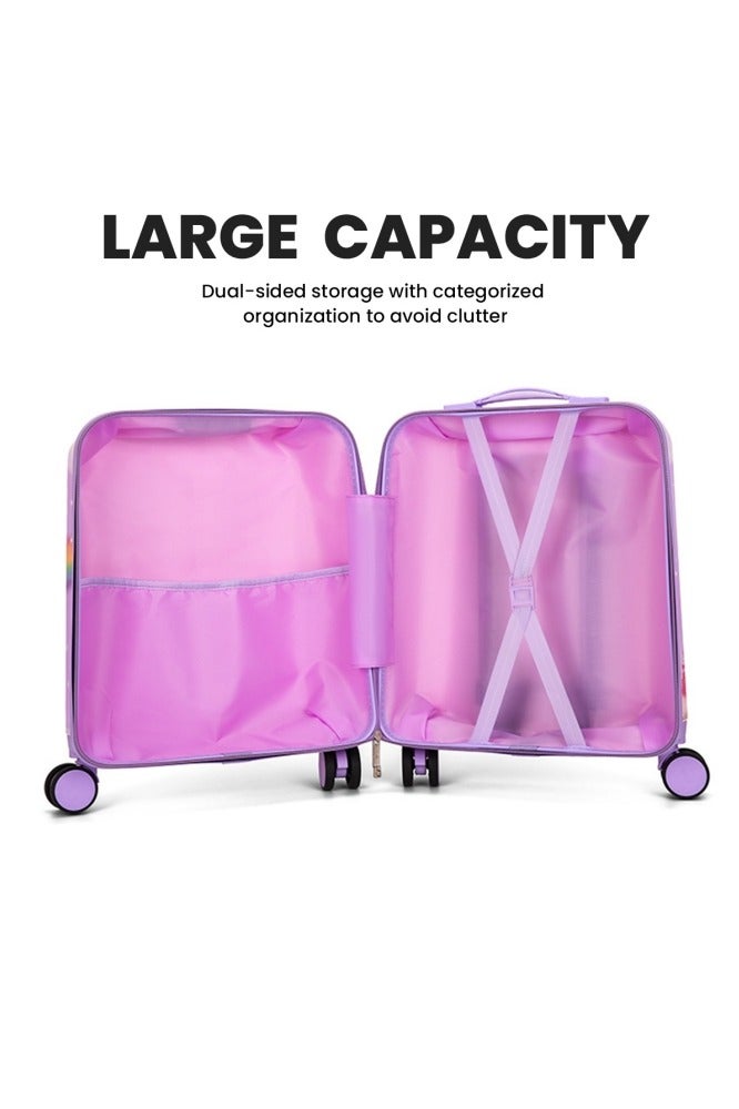 GGEROU Kids Carry On Luggage Set Hard Shell Travel Backpack Hardside Rolling Suitcase Spinner Wheels Kids Luggage and Backpack Purple - Image 4
