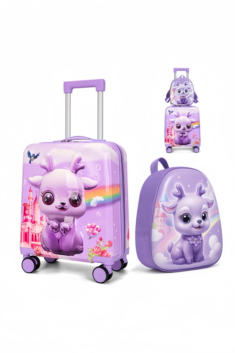 GGEROU Kids Carry On Luggage Set Hard Shell Travel Backpack Hardside Rolling Suitcase Spinner Wheels Kids Luggage and Backpack Purple - Image 1