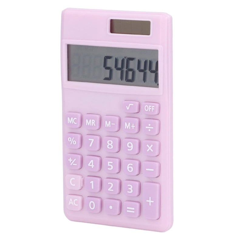AYNEFY 8 Digit Calculator Pocket Portable Solar Battery Dual Power Handheld Large LCD Display Sensitive Buttons For Business Office School Home Use Pale Pinkish Purple - Image 3