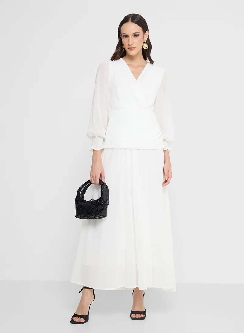 Khizana Drop Waist Dress With Ruching