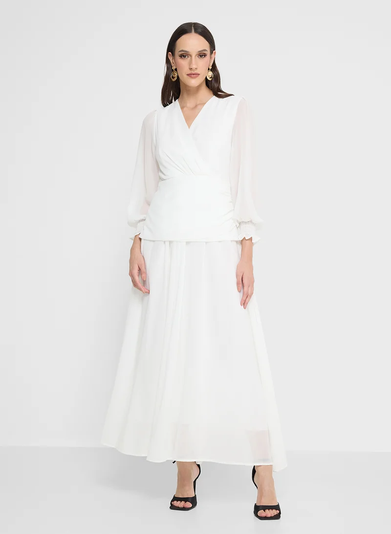 Khizana Drop Waist Dress With Ruching