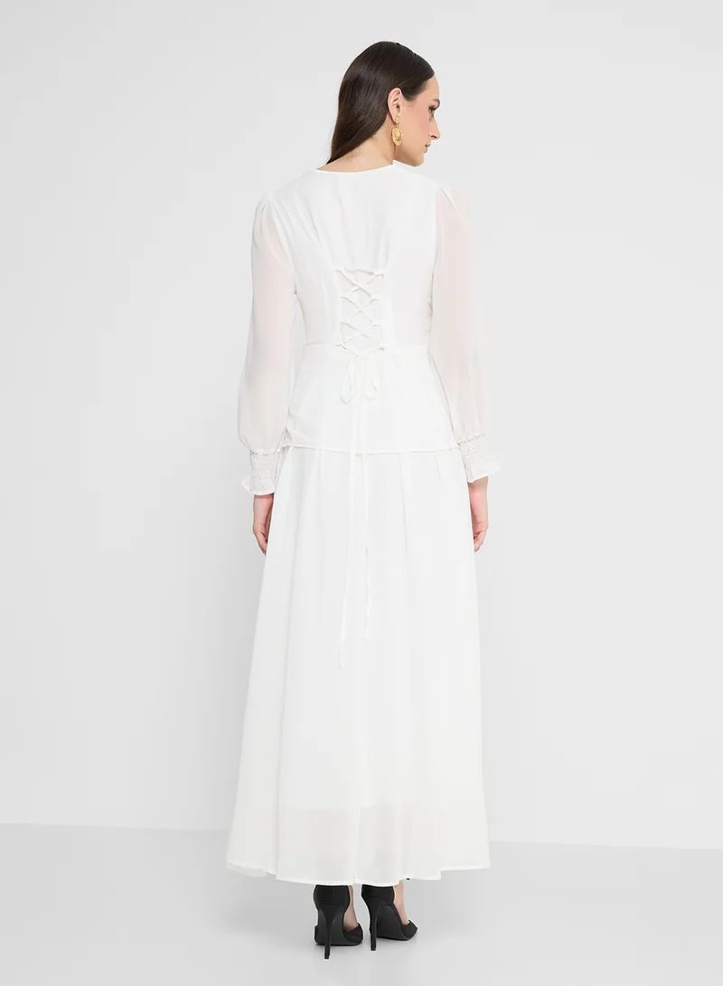 Khizana Drop Waist Dress With Ruching