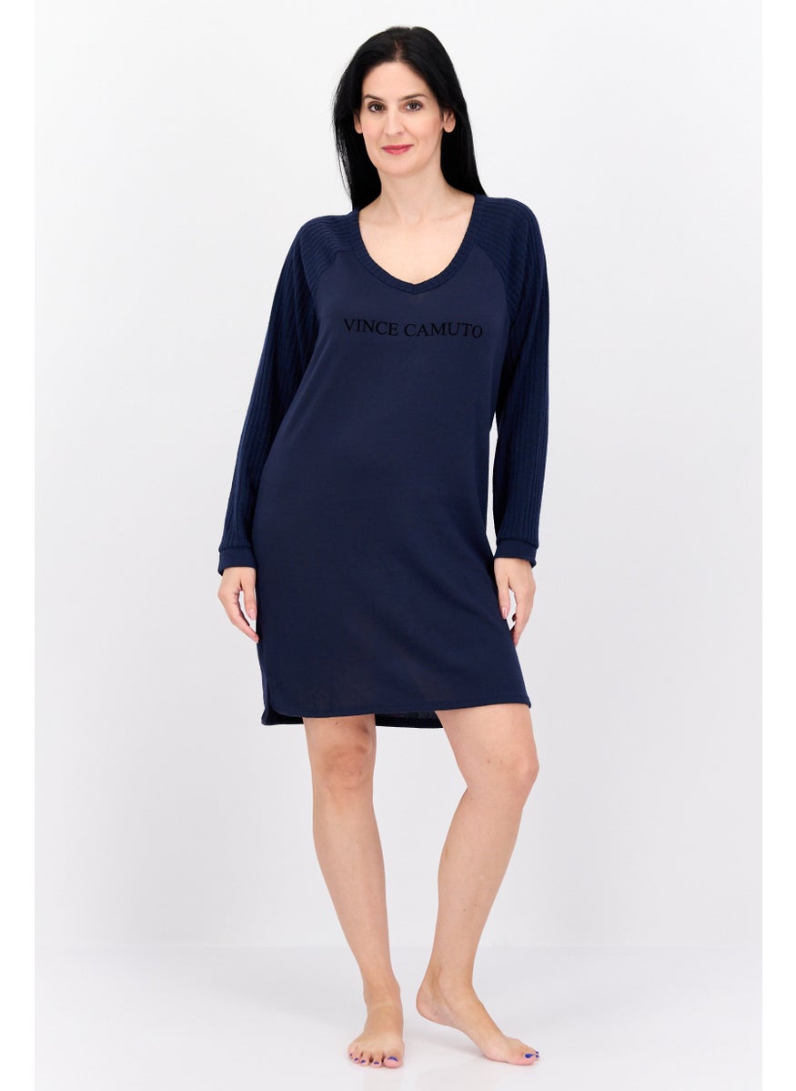 Women Brand Logo Long Sleeves Sleepwear Dress, Navy - pzsku/Z6CE42DD12AAB47B2AD08Z/45/_/1737643005/6d86f203-5596-4a12-a967-0e2f30a5cbeb